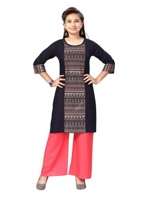 Blue printed cotton kids-tops 1