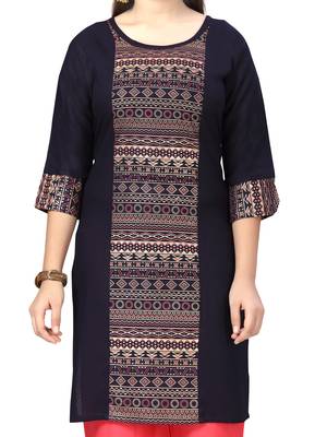 Blue printed cotton kids-tops 5