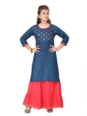Blue printed cotton kids-tops 1