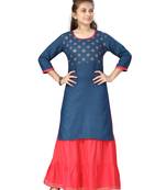 Blue printed cotton kids-tops