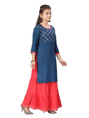 Blue printed cotton kids-tops 2