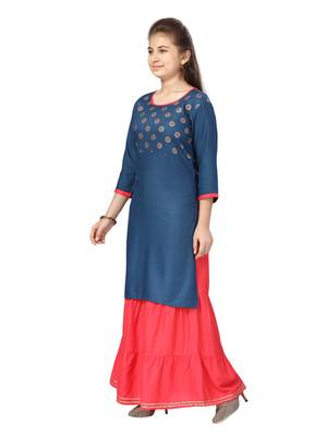 Blue printed cotton kids-tops 3