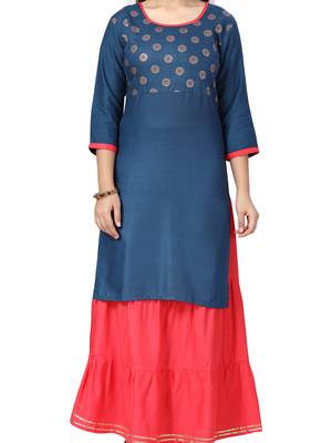 Blue printed cotton kids-tops 5
