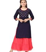 Blue printed cotton kids-tops