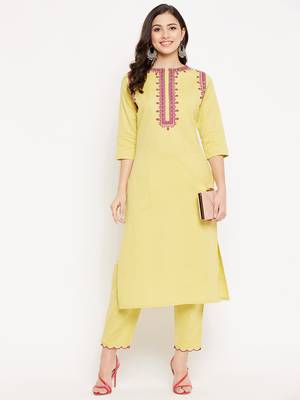 Yellow embroidered cotton salwar 2