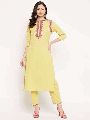 Yellow embroidered cotton salwar 3
