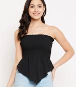 Black woven polyester party-tops
