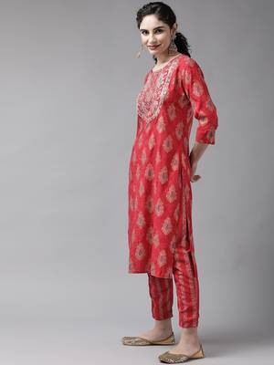 Red embroidered rayon ethnic-kurtis 2