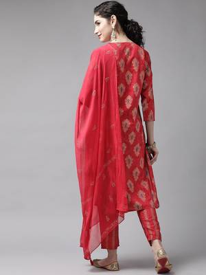 Red embroidered rayon ethnic-kurtis 3
