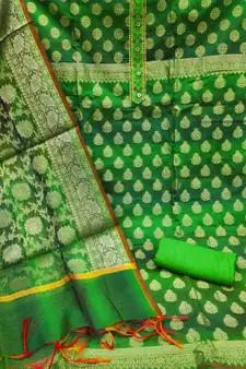 Parrot-Green Zari Woven Banarasi Salwar
