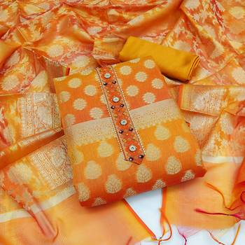Orange Zari Woven Banarasi Salwar 1