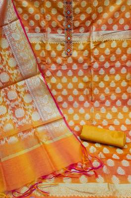 Orange Zari Woven Banarasi Salwar 2