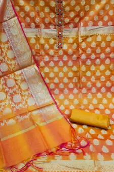 Orange Zari Woven Banarasi Salwar