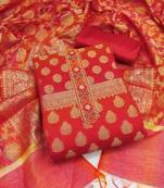 Red Zari Woven Banarasi Salwar