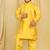 Yellow embroidered cotton silk boys-indo-western-dress