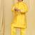 Yellow embroidered cotton silk boys-indo-western-dress
