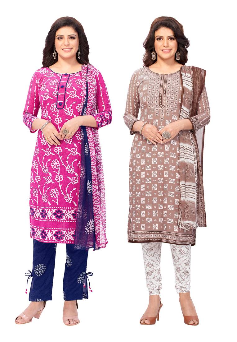 Multicolor printed crepe salwar
