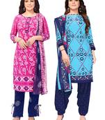 Multicolor printed crepe salwar