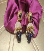  Gold Plated Designer Traditional Blue Jhumki Earrings