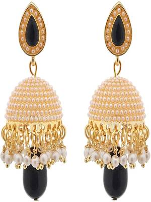  Gold Plated Designer Traditional Blue Jhumki Earrings 2