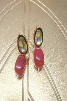 Kundan Gold Plated Designer Maroon Earrings