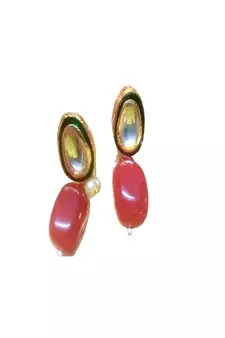 Kundan Gold Plated Designer Maroon Earrings