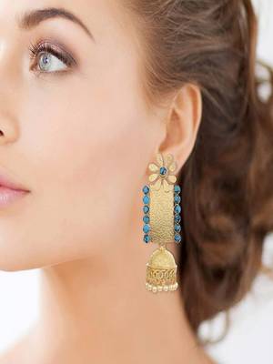 Amrapali Blue Gold plated Elegant Designer Ethnic Danglers Earrings 1
