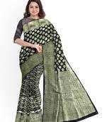 Black art silk katan handloom saree