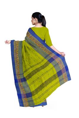 Green Pure Cotton Tant Handloom Saree 2