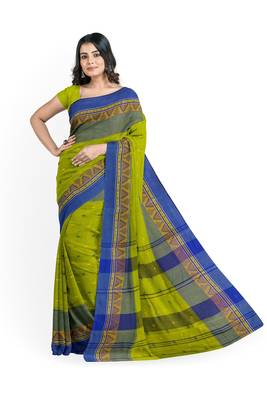 Green Pure Cotton Tant Handloom Saree 5