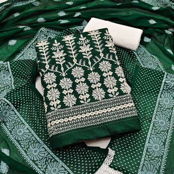 Green embroidered pure cotton salwar 1