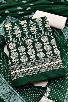 Green embroidered pure cotton salwar