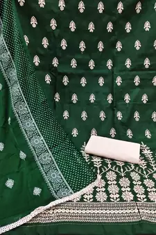 Green embroidered pure cotton salwar