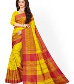 Yellow Pure Cotton Tant Handloom Saree