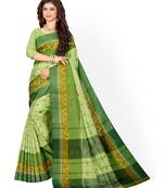 Olive Pure Cotton Tant Handloom Saree