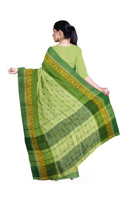 Olive Pure Cotton Tant Handloom Saree 2