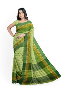 Olive Pure Cotton Tant Handloom Saree 5