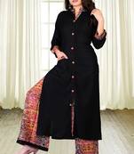 Black And Red Colour Rayon Printed Designer Kurti with Palazzo Set