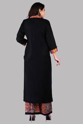 Black And Red Colour Rayon Printed Designer Kurti with Palazzo Set 2