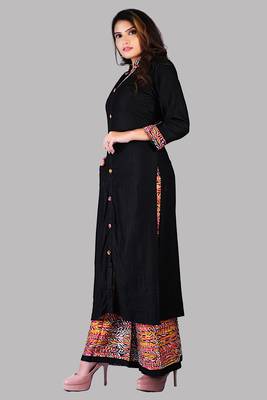 Black And Red Colour Rayon Printed Designer Kurti with Palazzo Set 4