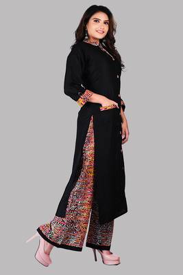 Black And Red Colour Rayon Printed Designer Kurti with Palazzo Set 5