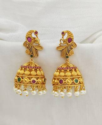 Gold emerald   jhumkas 2