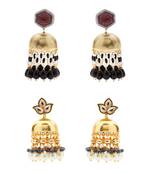 Multicolor Kundan Set Of Two Earrings