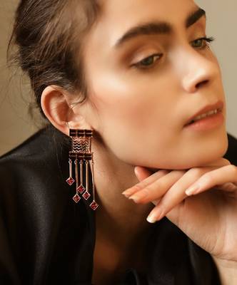 Brown With Metallic Greyearring 3