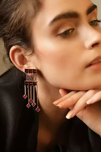 Brown With Metallic Greyearring