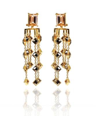 Pink-Gold And Metallic Grey Earring 1