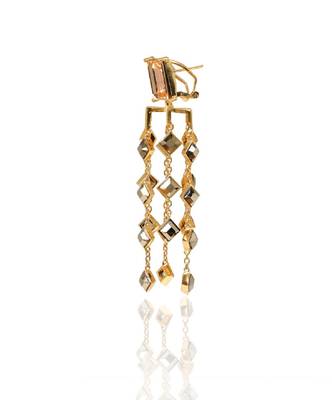 Pink-Gold And Metallic Grey Earring 2