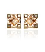 Metallic Grey And Gold Earring