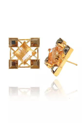 Metallic Grey And Gold Earring