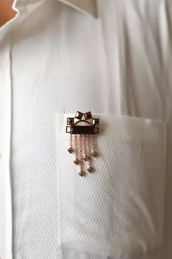Gold And Maroon Brooch